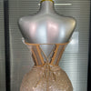 Summer New Women Sexy Strapless Two Pieces Set Glitter Night Club Skirt Suits Laced Singer Dancer Stage Performance Costume