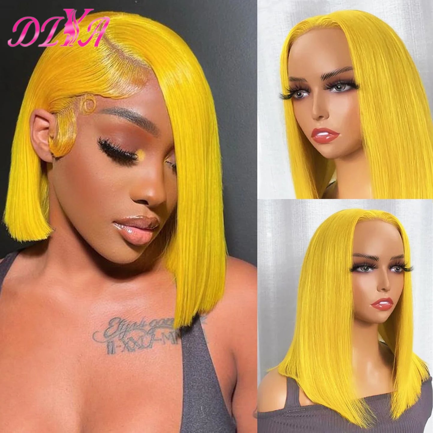 Blue Bob Wigs Human Hair 13x4 HD Lace Frontal Wig Human Hair Pre Plucked 180% Density Straight Short Blue Bob Wigs for Women