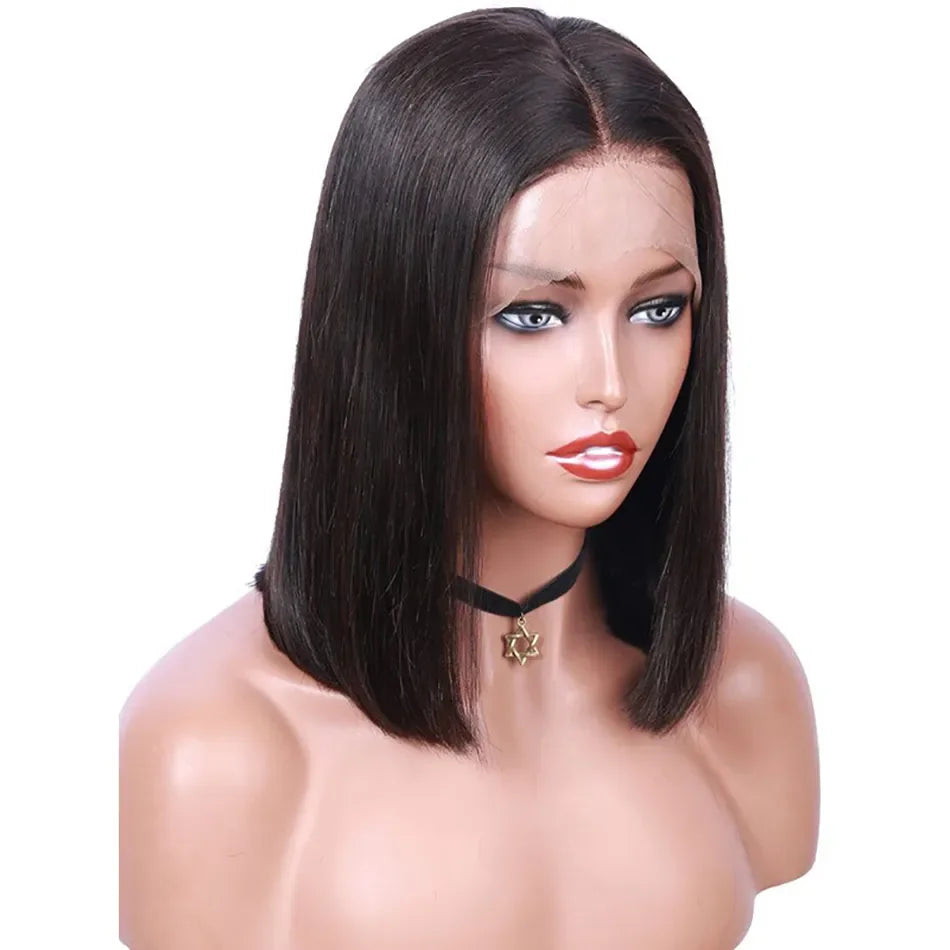 Bone Straight Bob Wig Human Hair 13x4 Lace Wigs Transparent Lace Human Hair Short Wig Pre Plucked 200% Density For Women