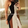Women's Dress 2024 Elegant Commuting Sleeveless Contrast Colored Panel Zipper Sexy High Waisted Mid Length Dress