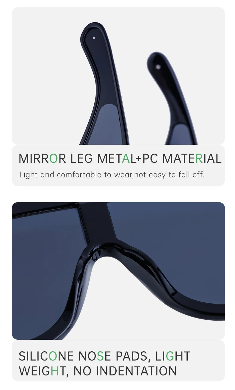 Oversized Wave Mask One-Piece Sunglasses Women Sports Y2K Punk Sun Glasses for Lady 2024 Luxury Brand Steampunk Eyewear Goggle