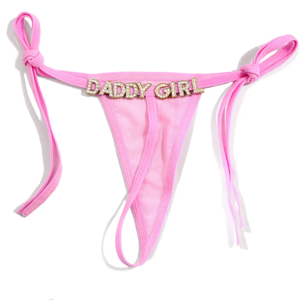 Sexy Custom Thong Name Crystal Letter Underwear Bikini Personalized Customized tangas G-string Girl friend Wife Birthday Gift