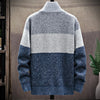 Autumn Winter Cardigan Sweater Men Fleece Zipper Sweaters Velvet Contrast Striped Sweater Coats Casual Jackets