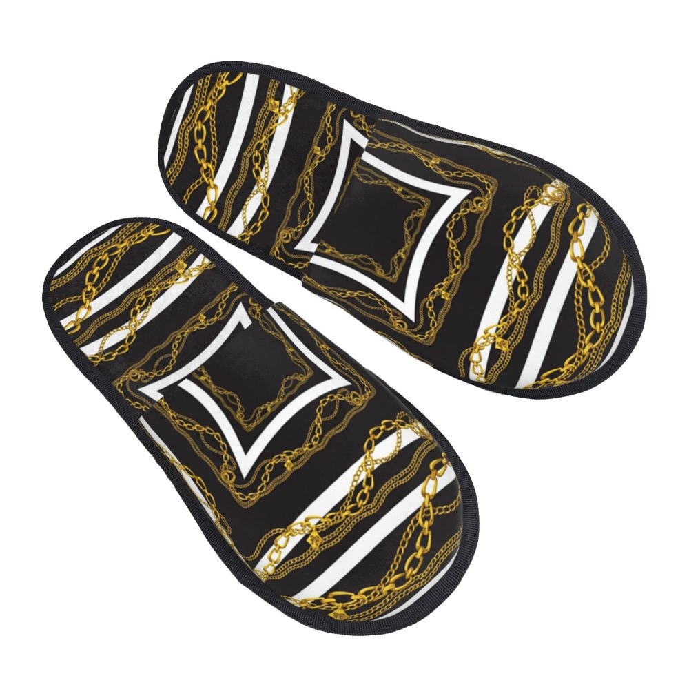 Custom Queen Of Absolutely Everything Gold Baroque Soft Memory Foam House Slippers Women Comfy Warm Anti-skid Sole Slipper