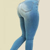 Woman's pure color jeans denim high waist jeans street play cultivate one's morality pants shaping figure with high waist jeans