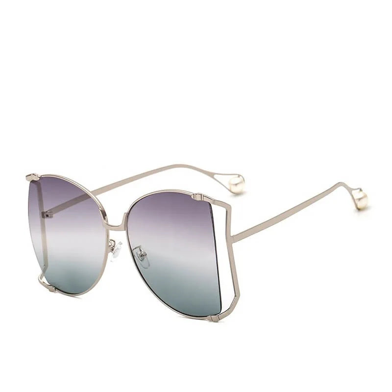 Fashion Model Ocean Yellow Square Sunglasses Women Luxury Brand Oversized Shades Pearl Chic Sun Glasses For Female Men Oculos