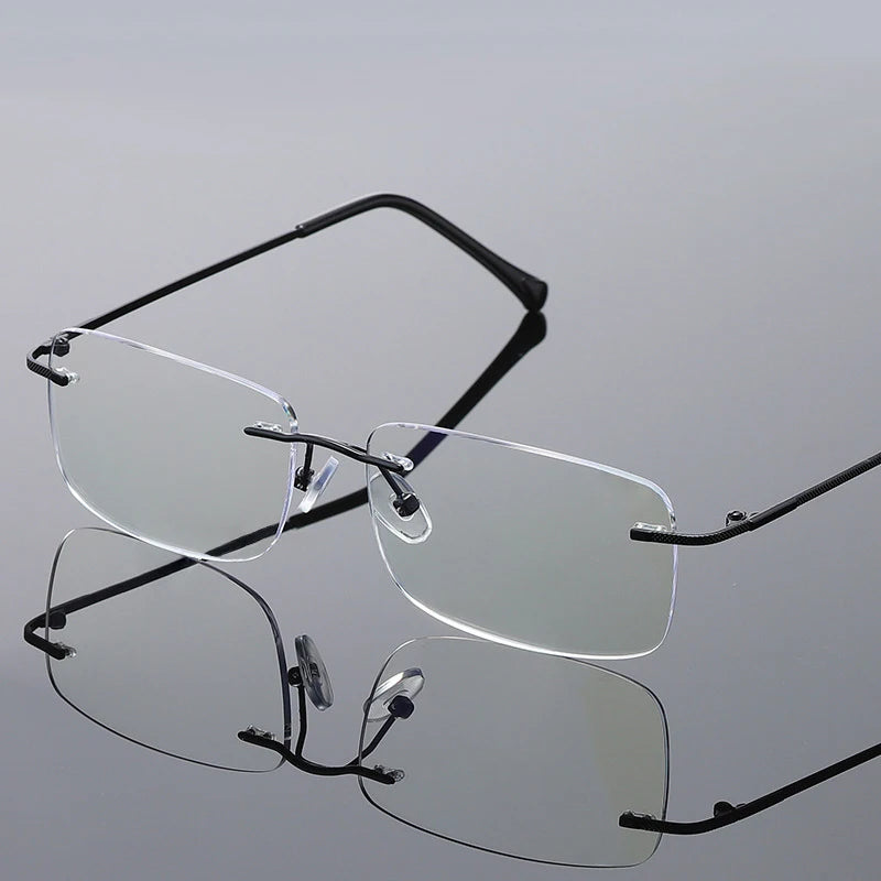 Men Blue Light Blocking Reading Glasses Women Dimond Cutting Rimless Eyeglasses Frame Anti Fatigue Hyperopia Presbyopic Eyewear