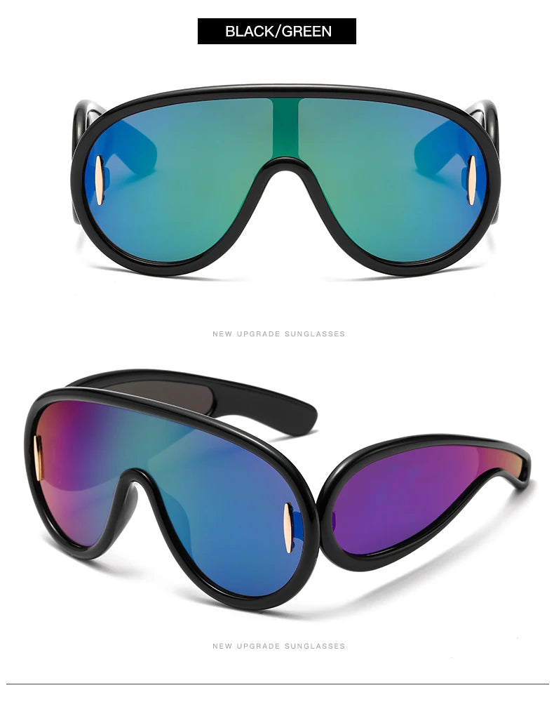 New Fashion Personality Hip Hop Cool Cyberpunk Sunglasses with Large Frame UV400 Anti UV Eyeglasses Oculos De Sol Feminino