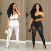 Fashion Women's Set Tunic Crop Top and Flare Slit Hem Mesh Patchwork Pants 2024 Street Two 2 Piece Sets Outfit Tracksuit