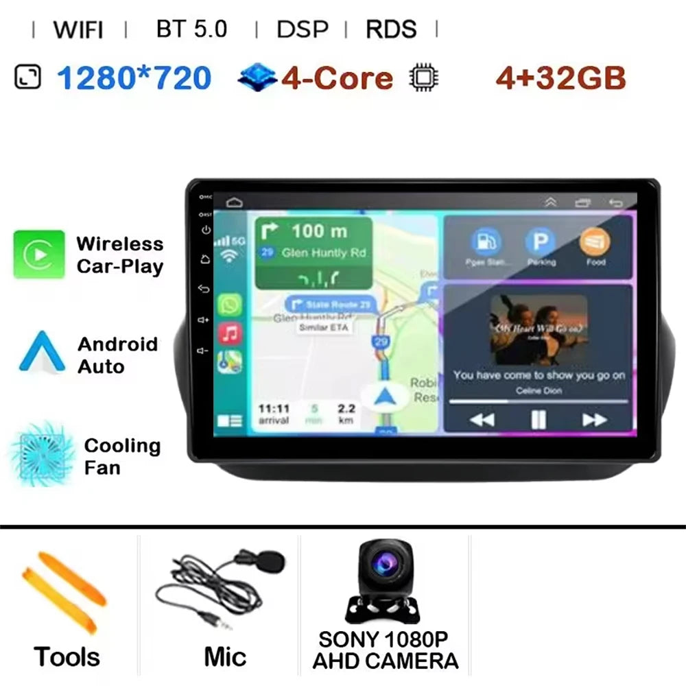 Android 14 Radio For Fiat Fiorino Qubo For Citroen Nemo For Peugeot Bipper 2008-2017 Car stereo Multimedia Player Carplay Auto