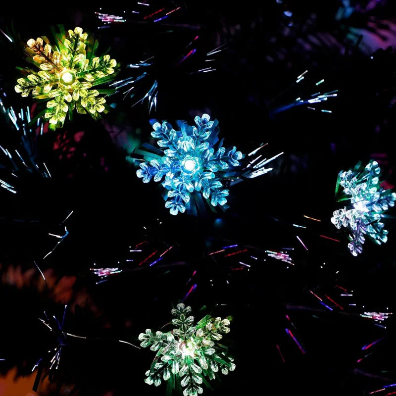 6 ft Pre-Lit Optical Fiber Christmas Artificial Tree, RGB Color Changing LED Lights, Snowflakes & Top Star, Fake Xmas Tree.