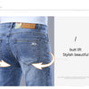 Spring Men's Light Blue Slim Jeans Stylish Casual Stretch Fabric Denim Pants Classic Trousers Smoke Gray