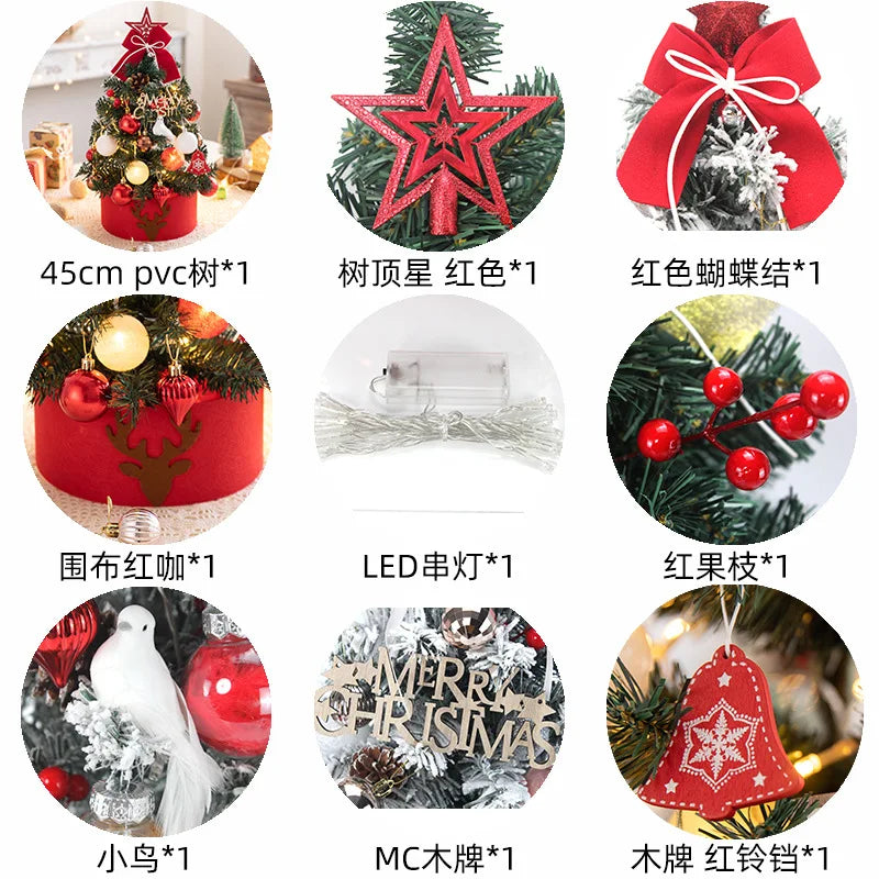 45/60cm DIY Christmas Tree With LED Light Mini Desktop Tree Christmas Decoration New Year Gift Home Christmas Ornaments