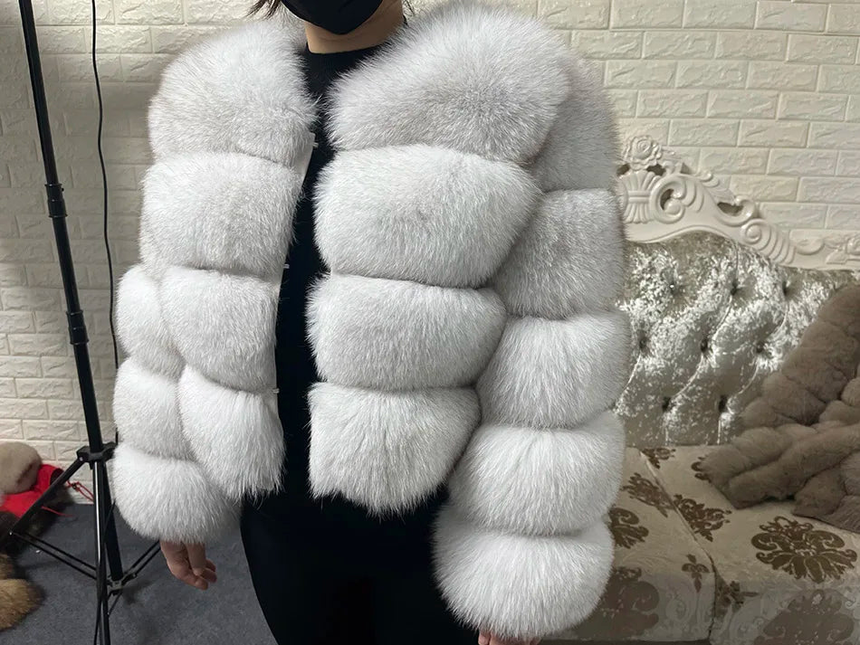 2025 MAOMAOKONG Natural Real Fox Fur Coat Women Winter Long Sleeve Luxury Raccoon Fur Jackets Thick Top Female Furry Coat Vest