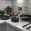 Induction Cookware Set-17 Piece Non-stick Cooking Pan Set, Granite Pots and Pans Set