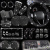 Car Accessories Set 27/4Piece Women Bling Universal Fit Polyester Steering Cover Shiny License Frame Phone Holder Coasters Tools