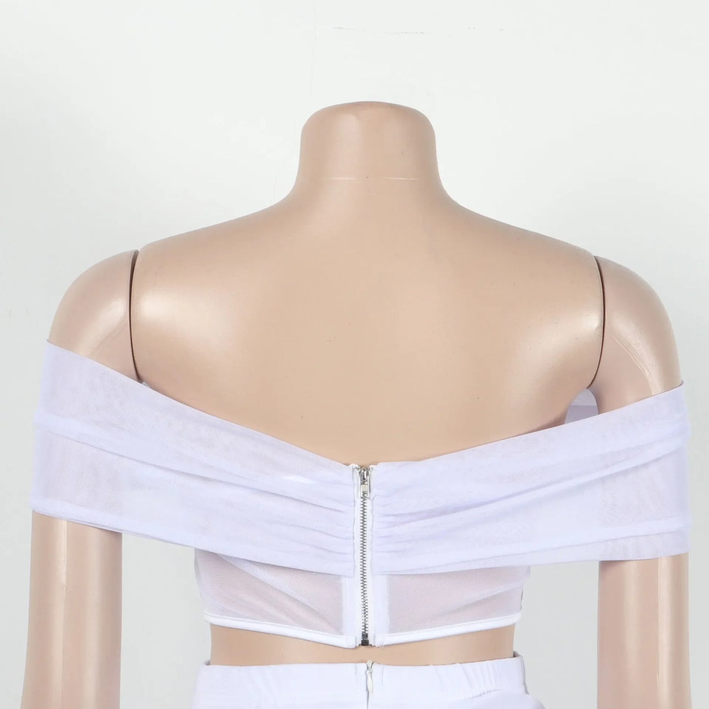 S10632 Sexy Slimming Mesh Splice Bum Covering Visibility Elastic Off-Shoulder 2-Piece Set European And American Style