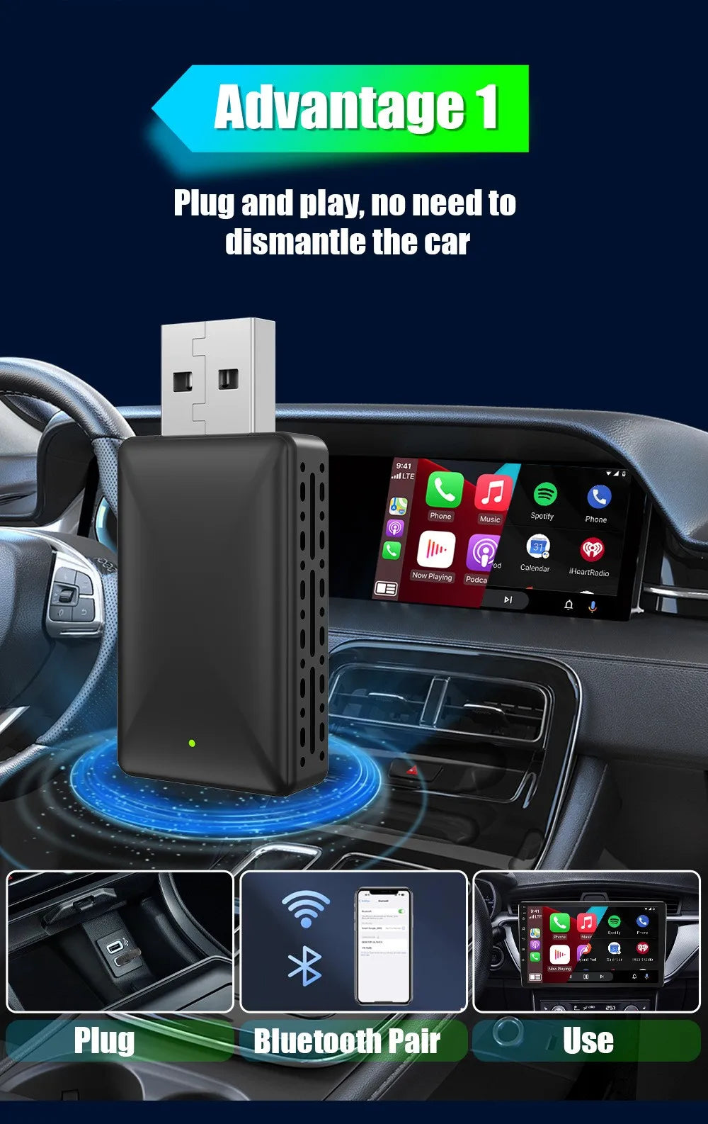 NEW Wireless Mini Box 2in1 CarPlay Android Auto Wireless Mini Box Adapter Smart Plug And Play Dongle Bluetooth WiFi Fast Connect