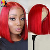 Burgundy Bob Wig Lace Front Human Hair Wigs Pre-Plucked 99J Red Blonde Colored Straight Human Hair Wigs 13x1 Lace Front Wig