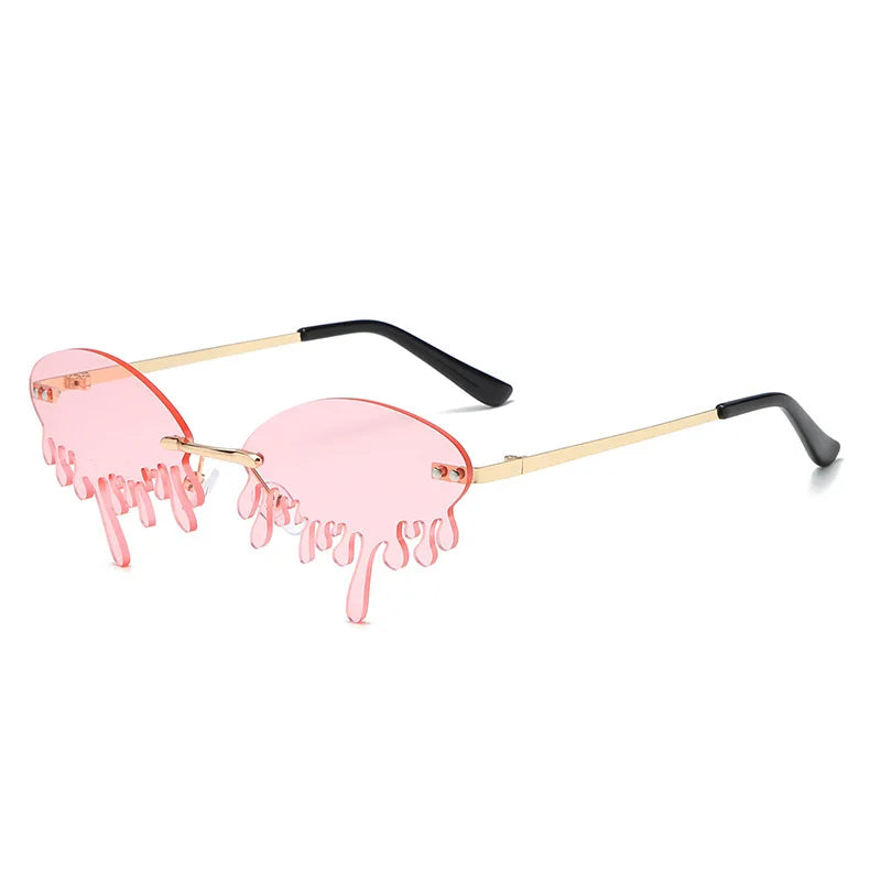 New personalised rimless sunglasses male Europe and the United States prom weird trend of irregular tears sunglasses female
