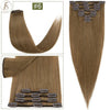 TESS 7Pcs/Set Human Hair Clip In Hair Extensions Natural Extension 14"-24" Full Head Blonde Human Hair Clip Ins Remy Hair Pieces