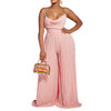 Jumpsuits Women One Piece Pleated Slim Party Night White Overalls Sexy Sling Sleeveless Wide Leg Long Pants High Waist Rompers