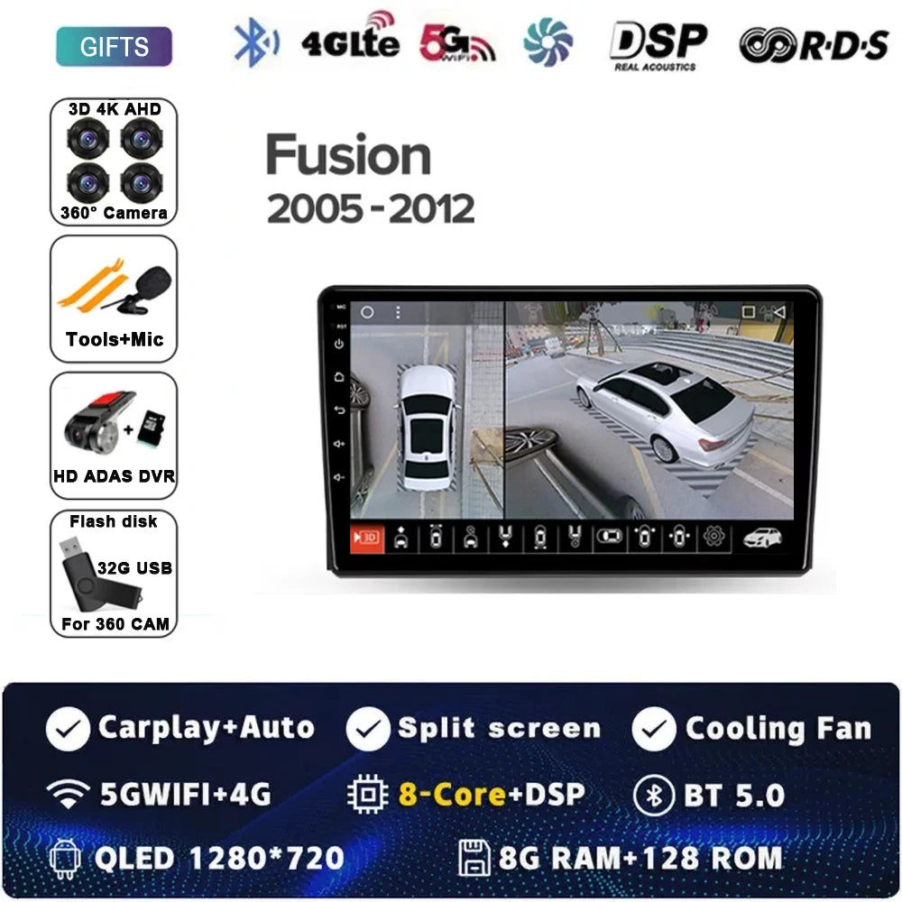 For Ford Fusion 1 2005 - 2012 Android 14 Carplay Auto Car Radio Multimedia Video Player Navigation GPS  No 2Din 2 Din DVD DSP 4G