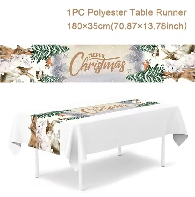 Christmas Table Runner Merry Christmas Decoration for Home Table 2024 Xmas Ornament Navidad Notal Noel Happy New Year Gifts 2025