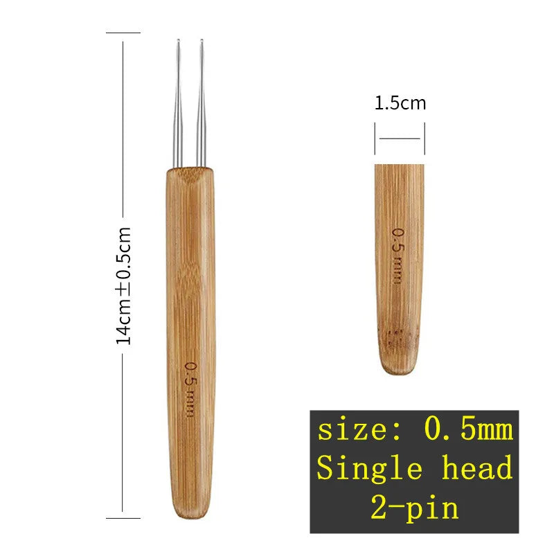 1pcs Wooden Crochet Dreadlocks Braid Needle Feather Wig Hook Needles Threader Knitting Hair Crochet Needles Hair Extension Tools