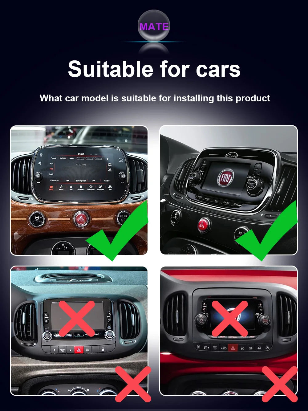 For Fiat 500 2016 2017 2018 2019 Car Multimedia Carplay Android Auto GPS stereo Radio Video Palyer 10 Inch Head Unit