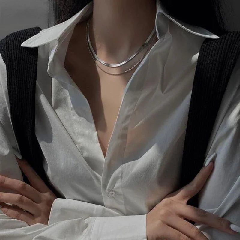 Luxury designer 925 Sterling Silver Flat snake box chain necklace for Men Women wedding fashion jewelry accessories gifts