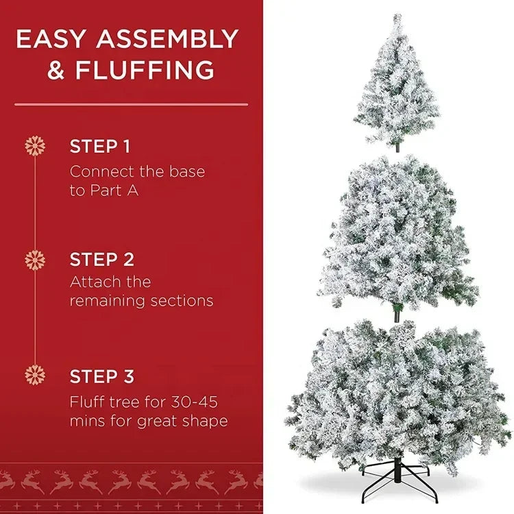 Snowy Flocked Christmas Tree PVC Realistic Frosted Pine with Artificial Snow Perfect for Store Window Displays Holiday Decor