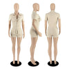 Streetwear Zipper Pockets Shorts Jumpsuit Women Clothing Short Sleeve Skinny Cargo Playsuit Summer Casual One Pieces Romper