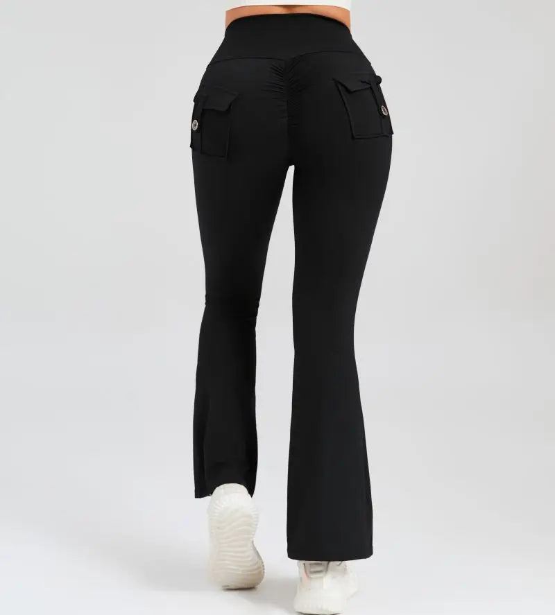 Women Flare Pocket Leggings High Waist Sport Yoga Pants Quick Dry Breathable Leggings Outfit Fitness Gym Clothes Sportwear Pant