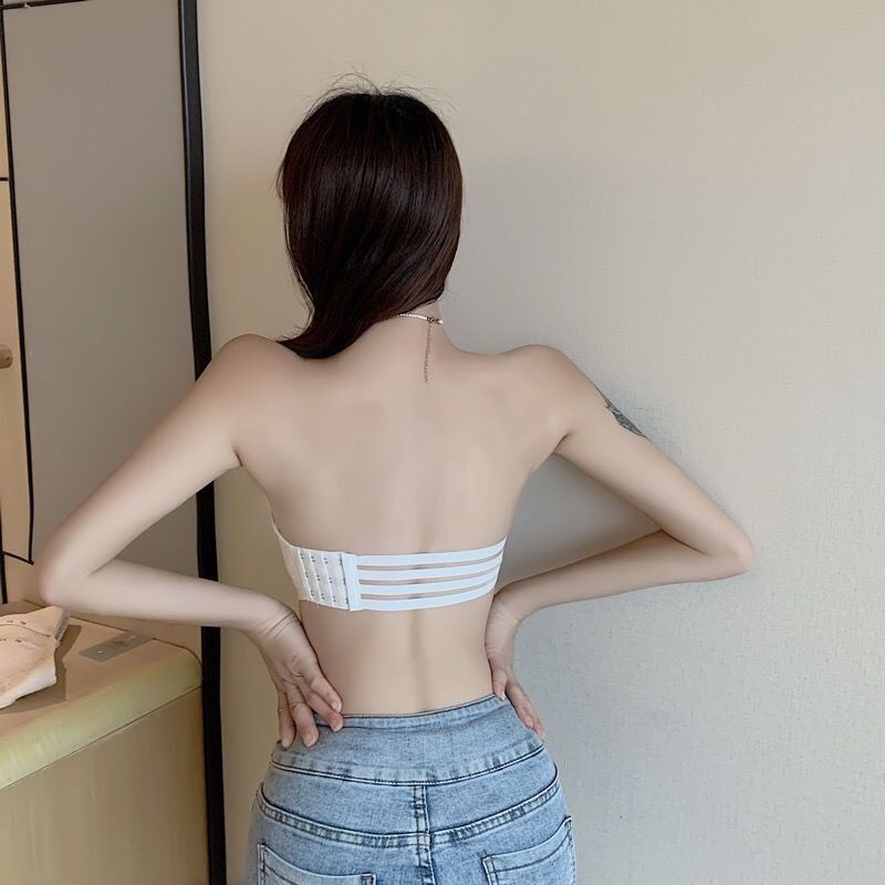 Non-Slip Bra Lace Tube Top Seamless Wireless Small Chest Push up Adjustable Sexy Beauty Back Underwear for Women
