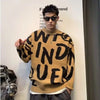 Pullover Man Letter Green Knitted Sweaters for Men Crewneck Loose Knitwear Round Collar Clothing Deals 2024 Fit Cheap Woven Top