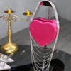 Bling Tassel Heart-shape Satin Bag Glitter Rhinestone Diamond Evening Bag Women Handbag Wedding Party Clutch Purse Crossbody Bag