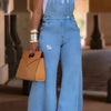 Plus Size Women's Jumpsuit Denim Pockets Overall Rompers Wide Leg Jeans Slim Streetwear Casual Fashion Jumpsuit for Women's