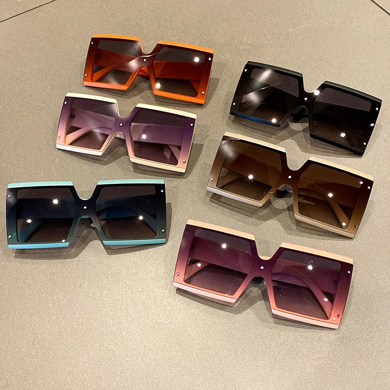 KAMMPT Square Oversized One-pieces Sunglasses Men Women Trendy Gradient Goggle Eyewear Fashion Luxury Brand Design Sun Glasses