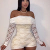 Sisterlinda Autumn Release Junior Short Sexy High Street Jumpsuits M24Q62420Girl Knit Lace White Slim Backless Fashion Jumpsuits