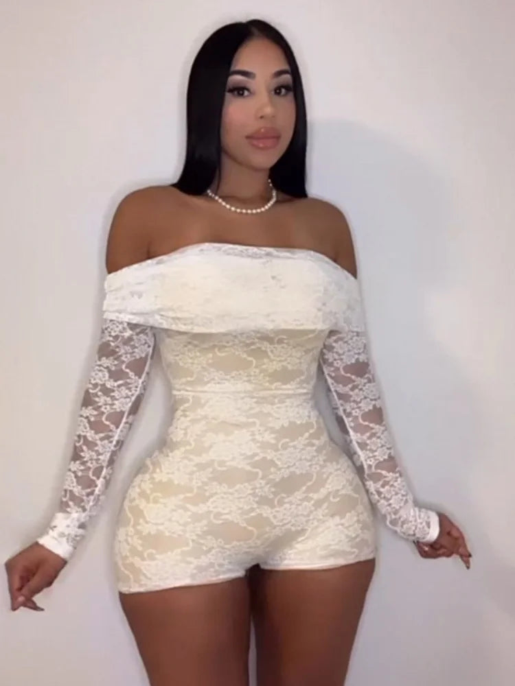 Sisterlinda Autumn Release Junior Short Sexy High Street Jumpsuits M24Q62420Girl Knit Lace White Slim Backless Fashion Jumpsuits
