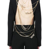 TWOTWINSTYLE Backless Spliced Button Blazers For Women Notched Collar Long Sleeve Patchwork Chain Chic Blazer Female Fashion New