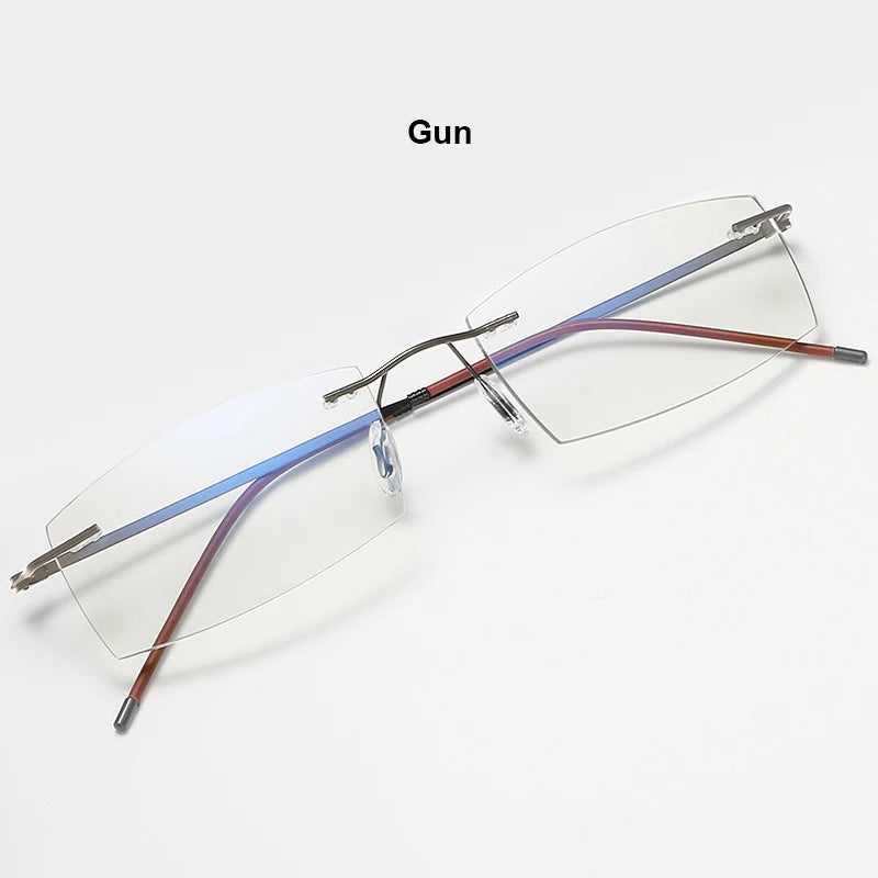 Men Blue Light Blocking Reading Glasses Women Dimond Cutting Rimless Eyeglasses Frame Anti Fatigue Hyperopia Presbyopic Eyewear