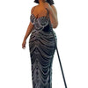 New Luxury Sparkly Crystal Rhinestone Pearl Celebrities Gown Brown Dress Woman Strap Evening Party Birthday Prom Wedding Vestido