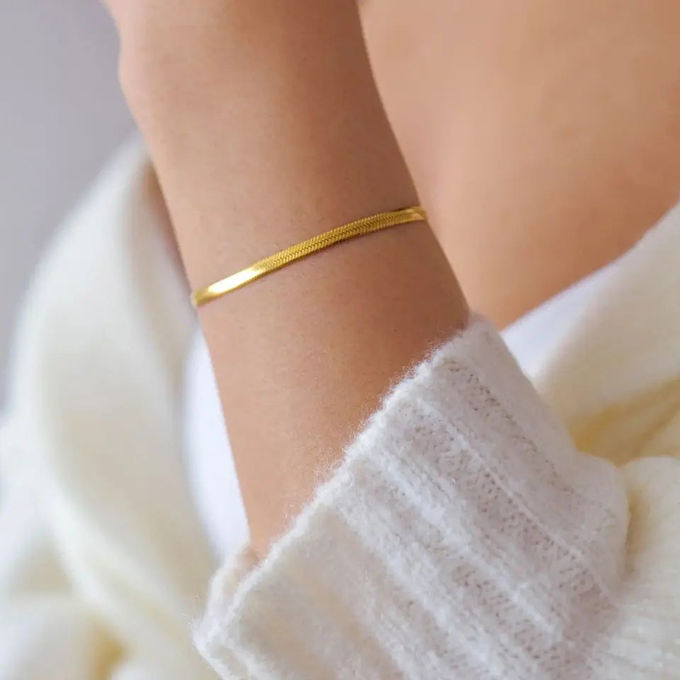 eManco Stainless Steel Adjustable Classic Snake Chain Bracelet Women's Gold Plated Jewelry Wholesale