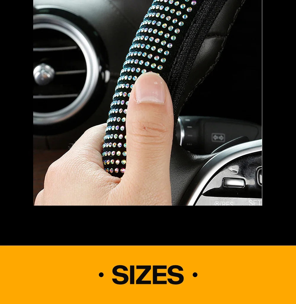 Bling Car Steering Wheel Cover W/ Crystal Diamond Sparkling Car Suv Rhinestones Steering Wheel Protector Vehicle Auto Decoration