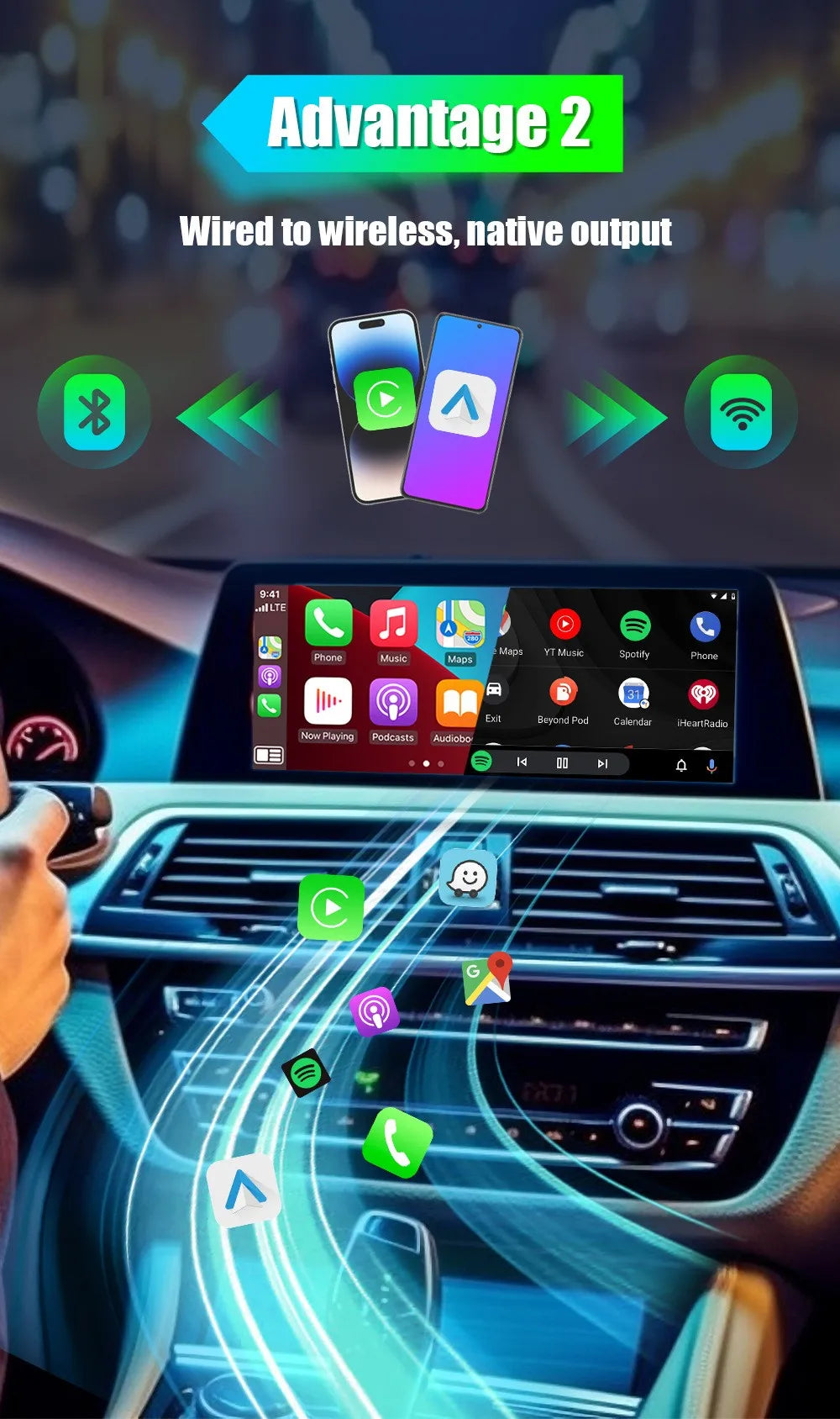 NEW Wireless Mini Box 2in1 CarPlay Android Auto Wireless Mini Box Adapter Smart Plug And Play Dongle Bluetooth WiFi Fast Connect