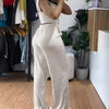 Chic Women Suit Y2k Sexy Two Piece Set Summer Sleeveless Slim Vest And Wide-leg Trouser Sets Elegant Solid Pants Women's Outfit