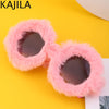 Cat Eye Sunglasses Women Punk Soft Fur Velvet Ladies Sun Glasses 2024 Luxury Brand Trendy Shades Eyewear Oculos De Sol Feminino