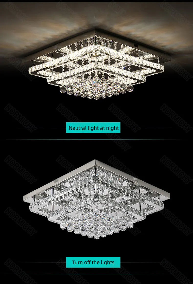 Modern Luxury Crystal LED Chandelier For Living Room Bedroom Dining Room Kitchen Ceiling Lamp Silver Chrome Remote Control Light
